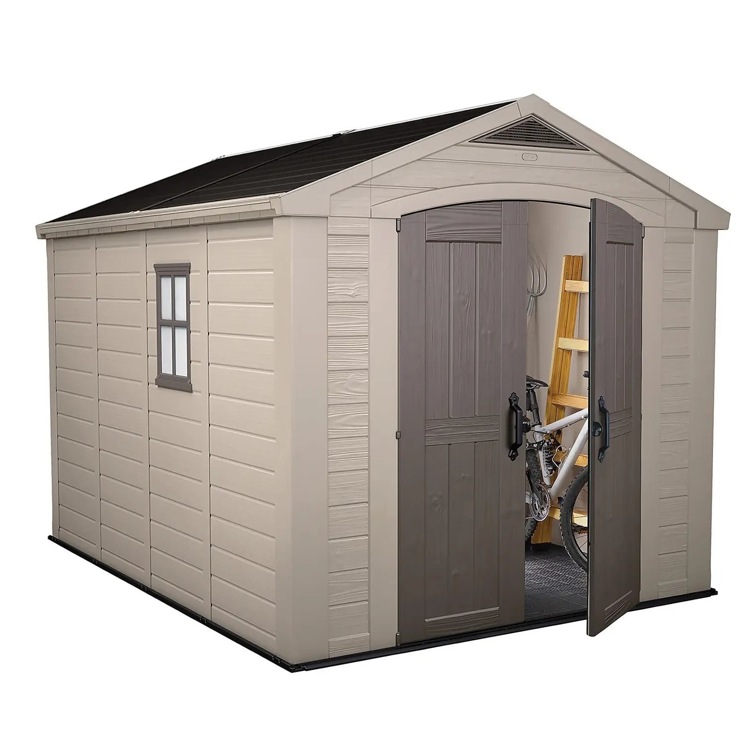 Keter 8’x11′ Factor Heavy Duty Plastic Garden Shed – Beige - Image 2