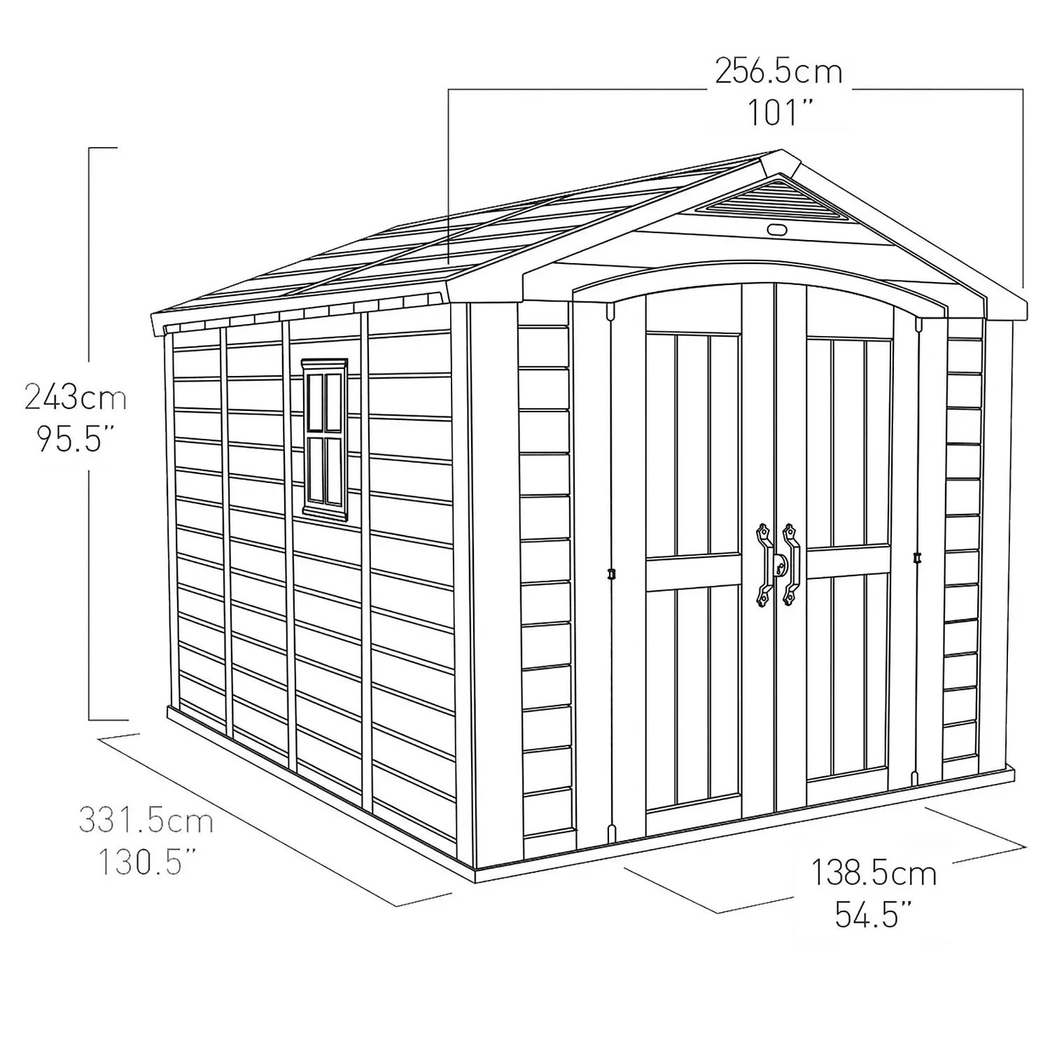 Keter 8’x11′ Factor Heavy Duty Plastic Garden Shed – Beige - Image 11