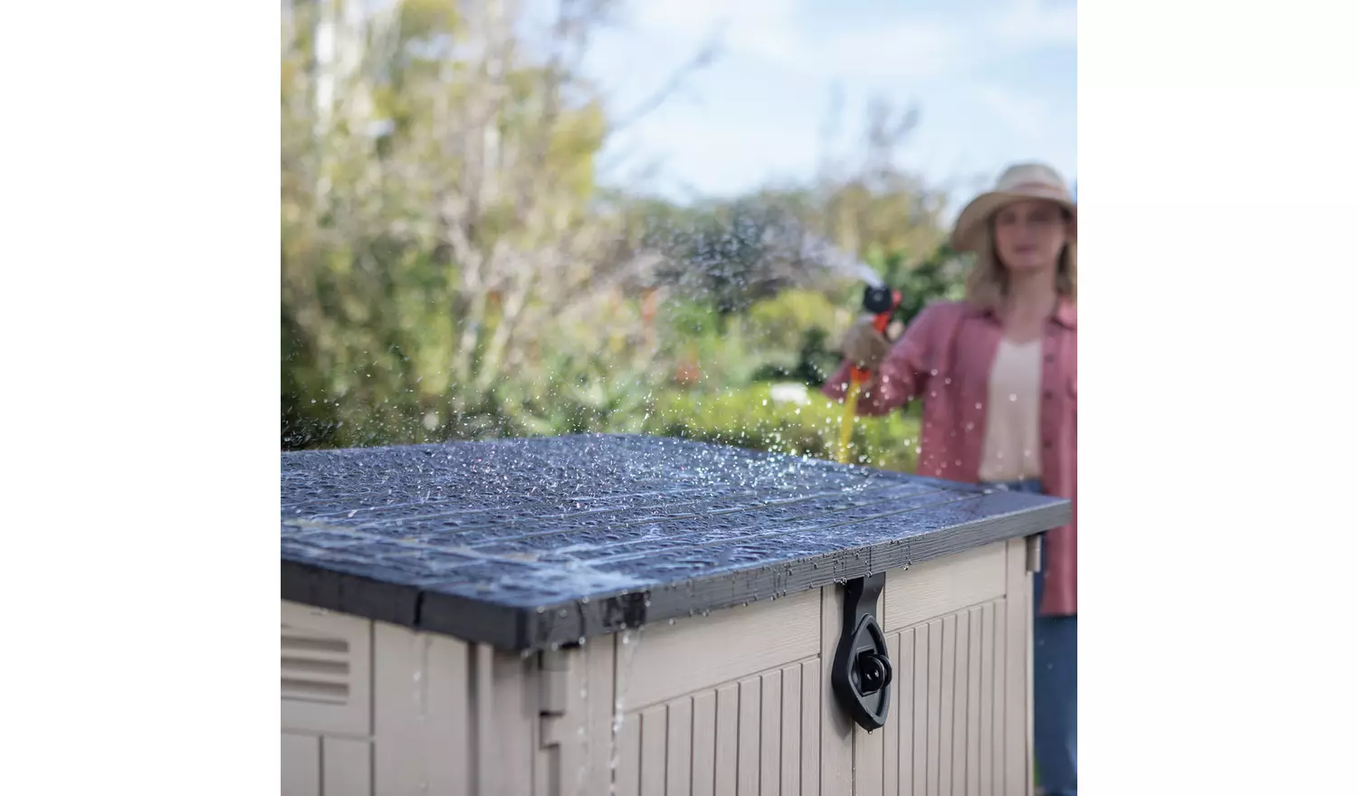 Keter Store It Out Midi Beige & brown Wood effect Plastic Garden storage box 880L - Image 4