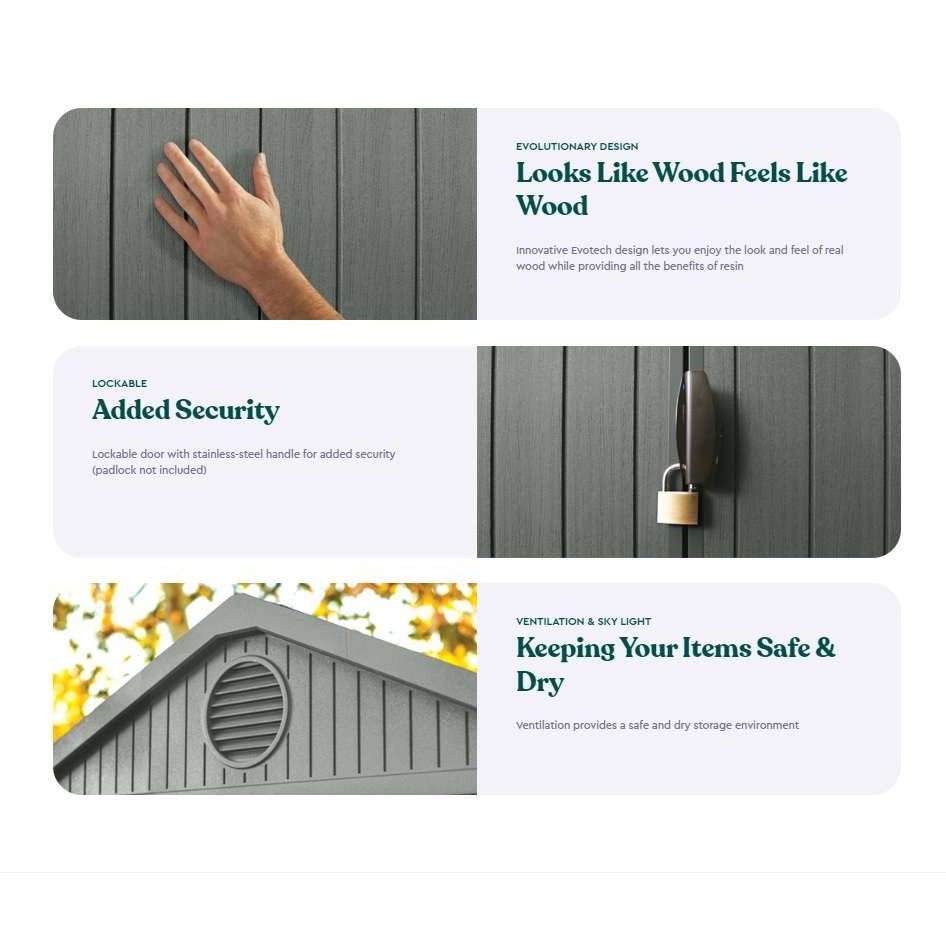 Keter 6’x8′ Darwin Heavy Duty Plastic Garden Shed – Green - Image 7