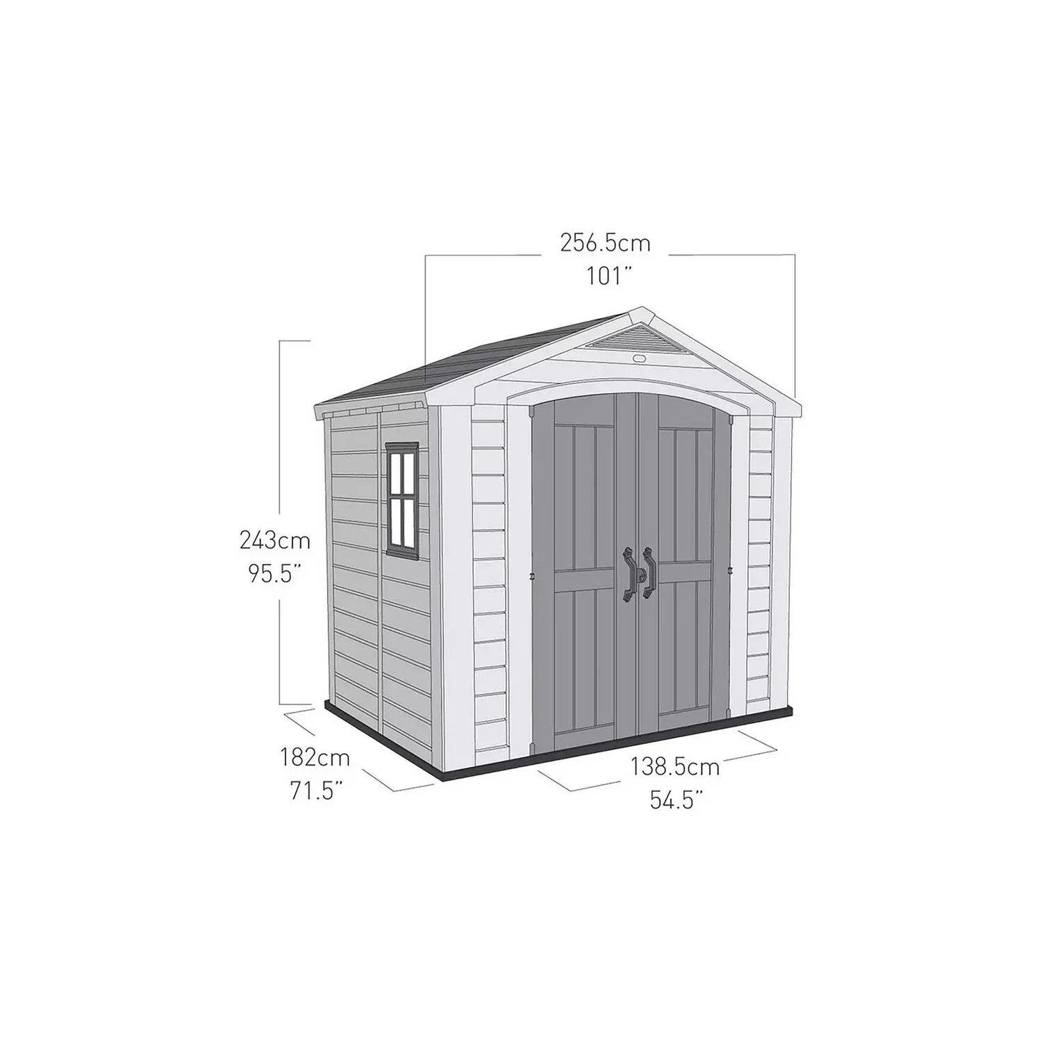 Keter 8’x6′ Factor Heavy Duty Plastic Garden Shed – Beige - Image 12