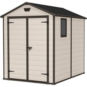 Keter 6′ x 8′ Manor Plastic Garden Storage Shed – Beige