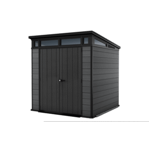 Keter 7’x 7′ Cortina Heavy Duty Plastic Pent Shed – Dark Grey