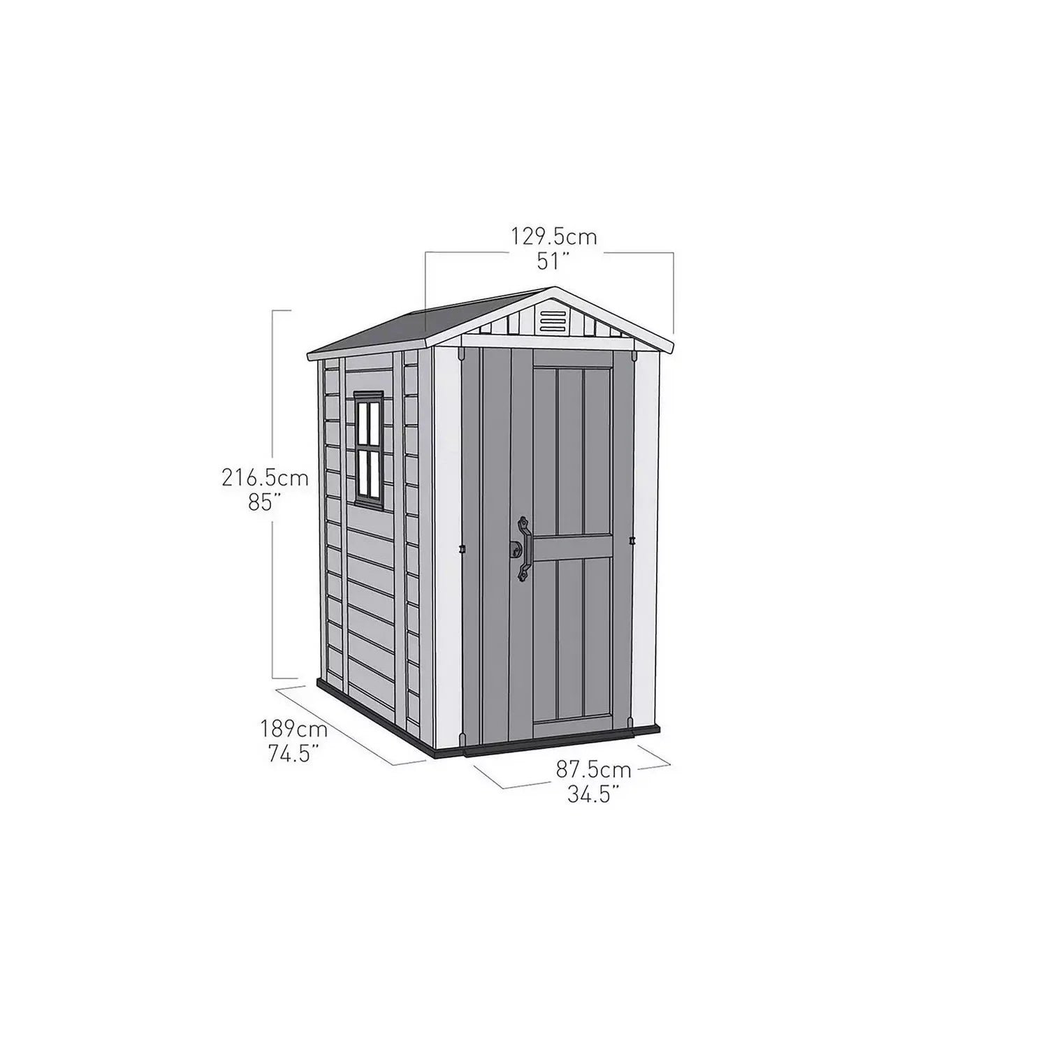 Keter 4’x6′ Factor Heavy Duty Plastic Garden Shed – Beige - Image 9