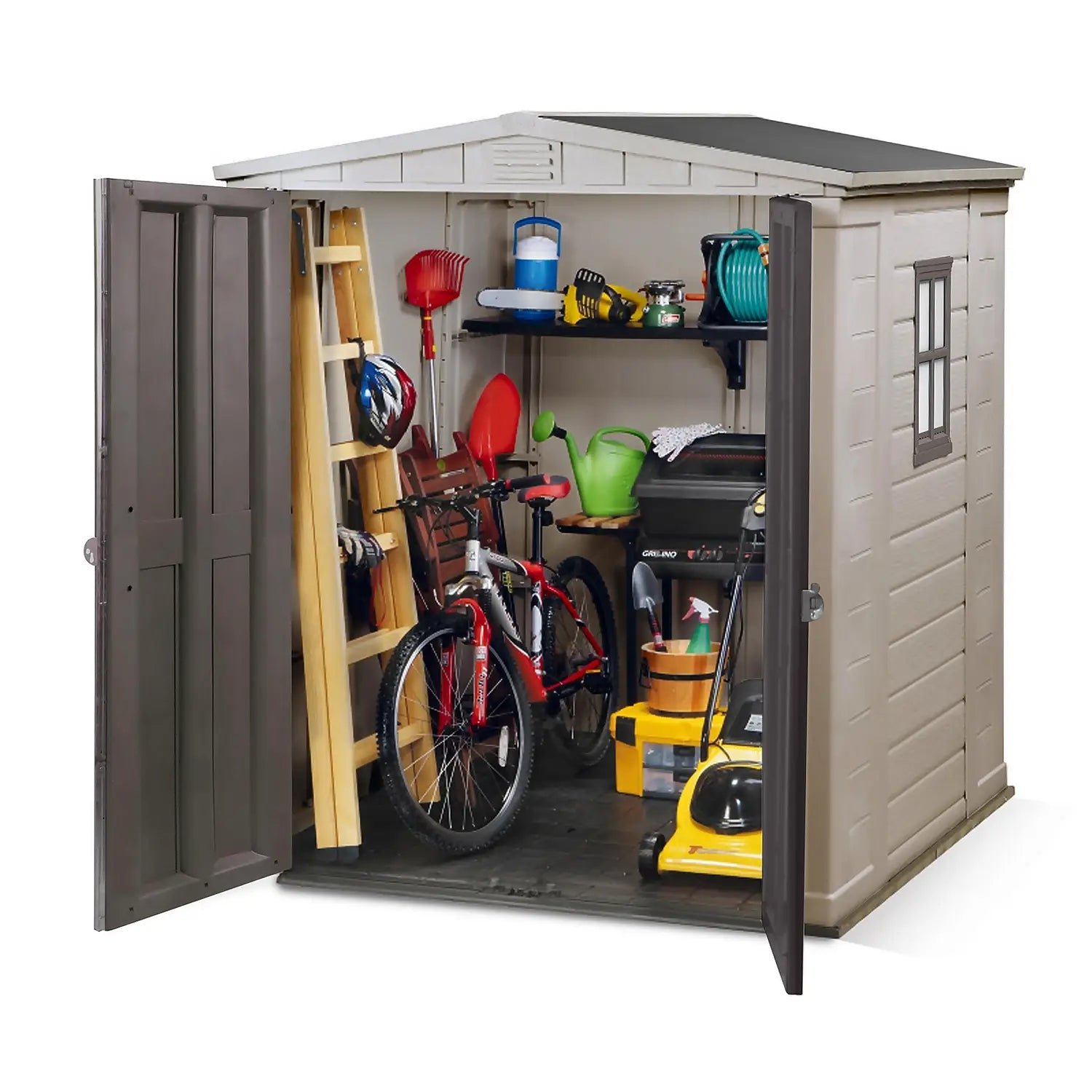 Keter 6’x6′ Factor Heavy Duty Plastic Garden Shed – Beige - Image 2