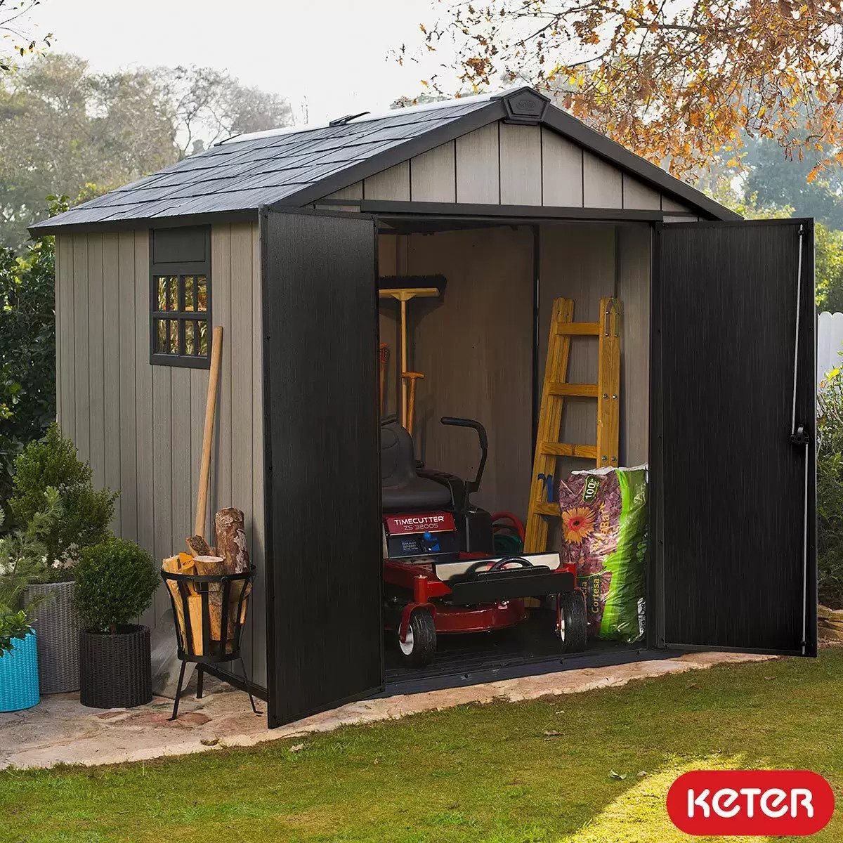Keter 7.5′ x 9′ Oakland Heavy Duty Plastic Shed – Grey - Image 5