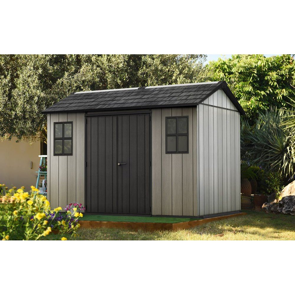 Keter 11’x 7.5′ Oakland Heavy Duty Plastic Shed – Grey Single Entrance - Image 3