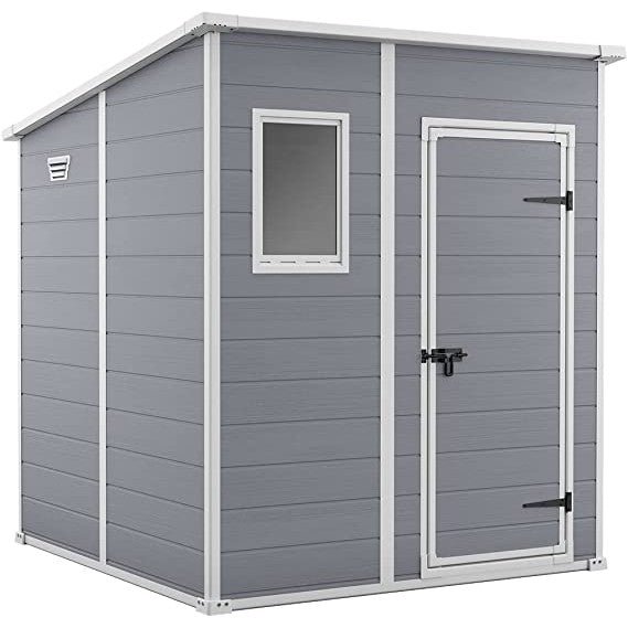 Keter 6′ x 6′ Manor Plastic Pent Garden Storage Shed – Grey