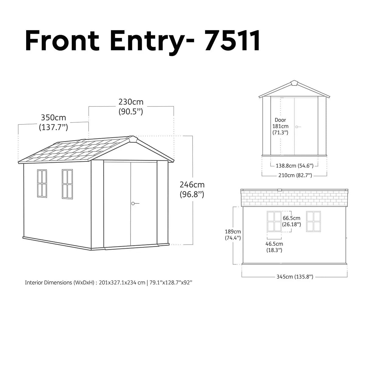 Keter 7.5’x11′ Newton Plus Front Entry Plastic Shed – Dark Grey - Image 6