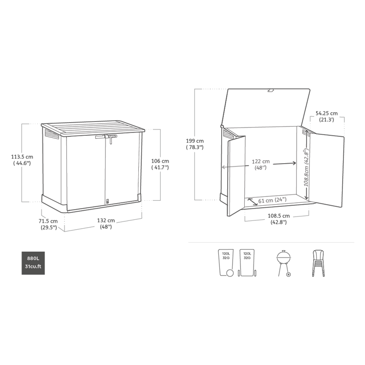 Keter Store It Out Nova 880L Storage Box (with pistons) – Dark Grey with Light Grey Lid - Image 7