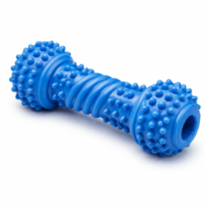 Durable Blue Rubber Dog Chew Toy - Non-Toxic, Spiky Design for Interactive Play and Teething Relief