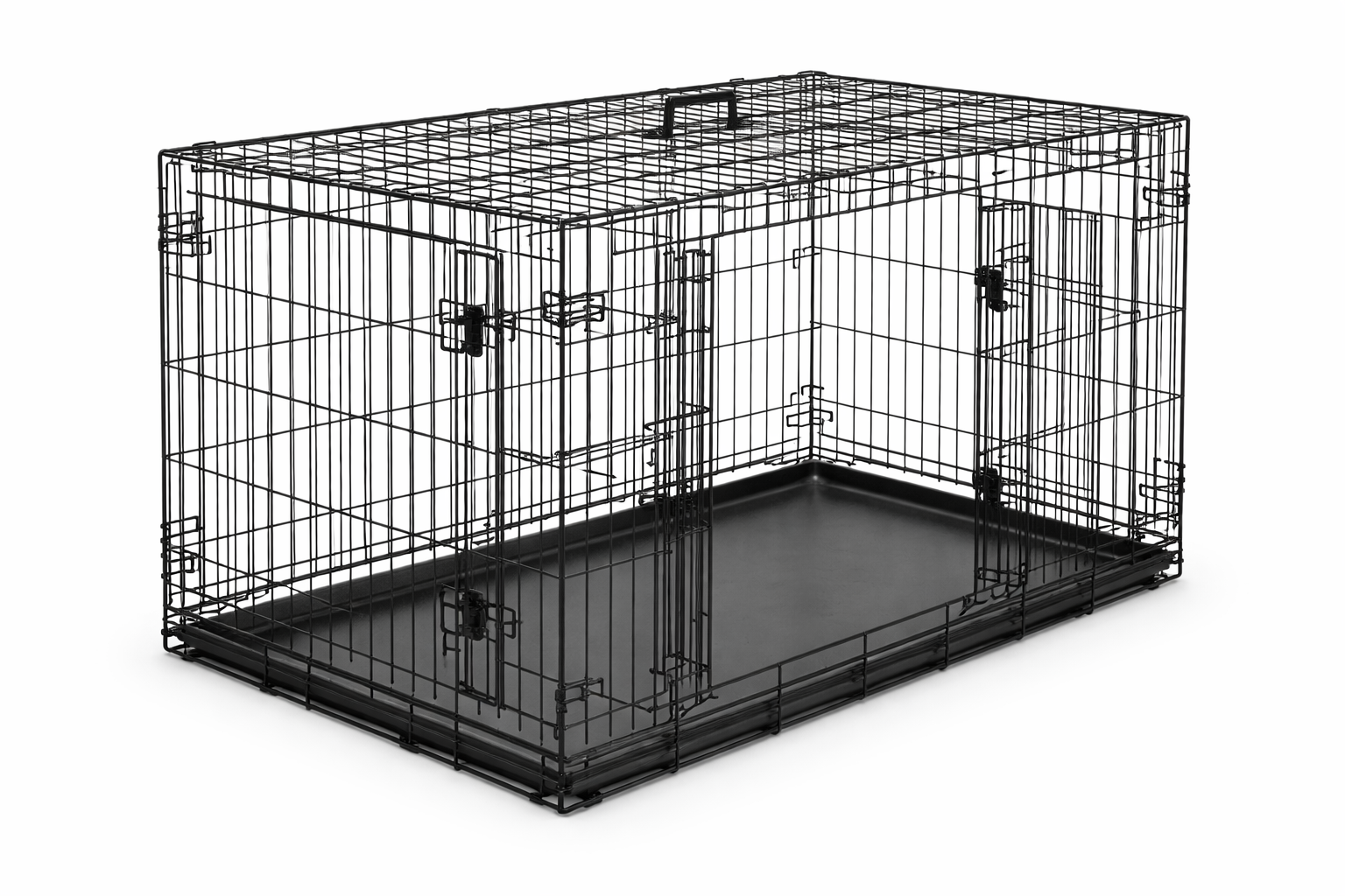 Heavy-Duty Black Wire Dog Crate with Removable Tray - Secure, Foldable Dog Kennel for Indoor & Travel Use