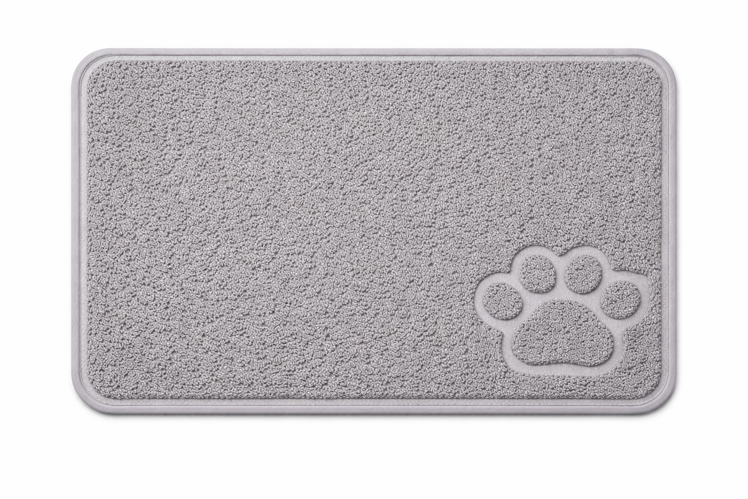 Soft and Absorbent Pet Mat – Non-Slip Grey Paw Print Doormat for Dogs and Cats